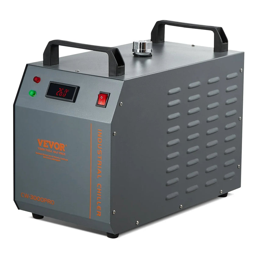 VEVOR Industrial Water Chiller, CW-3000(PRO), 150W Air-Cooled Industrial Water Cooler Cooling System with 12L Water Tank Capacity 18 L/min Max Flow Rate, for Laser Engraving Machine Cooling Machine