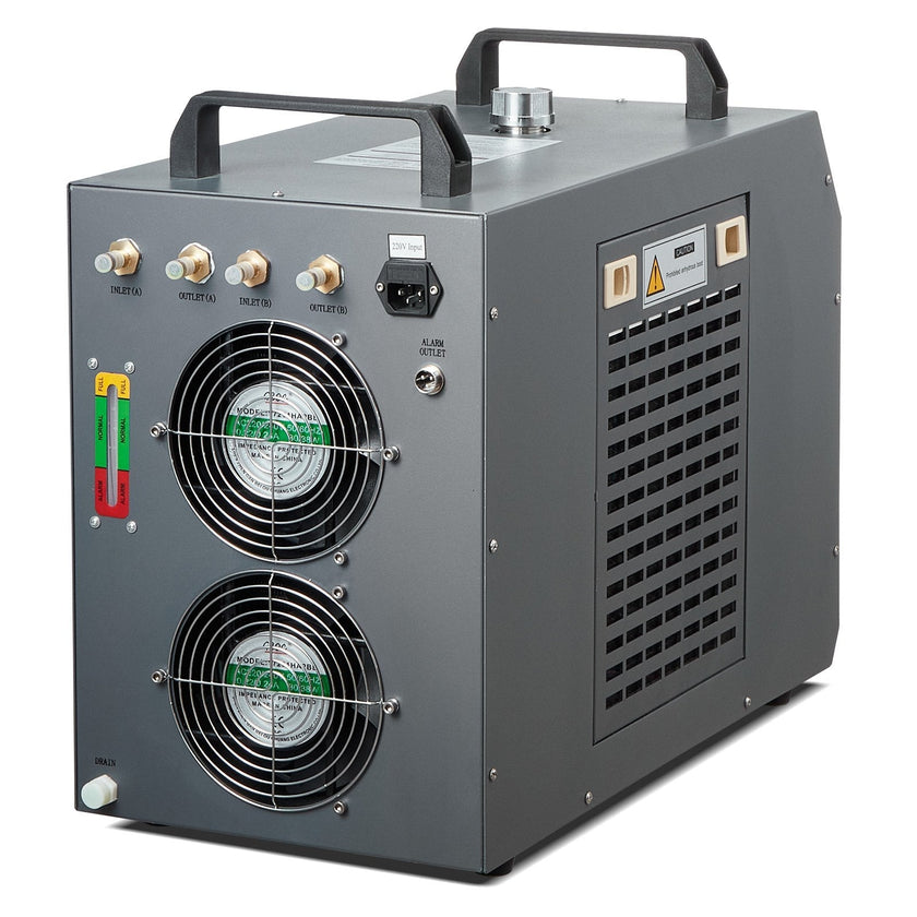 VEVOR Industrial Water Chiller, CW-5202, Industrial Water Cooler Cooling System with Built-in Compressor 7L Water Tank Capacity 18 L/min Max Flow Rate, for CO2 Laser Engraving Machine Cooling Machine