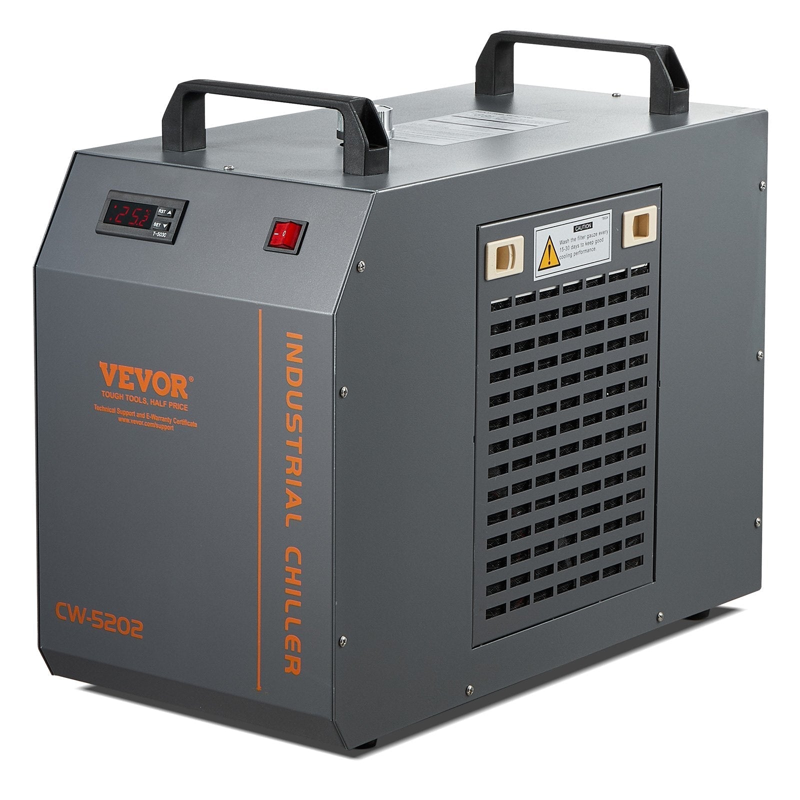 VEVOR Industrial Water Chiller, CW-5202, Industrial Water Cooler Cooling System with Built-in Compressor 7L Water Tank Capacity 18 L/min Max Flow Rate, for CO2 Laser Engraving Machine Cooling Machine