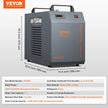 VEVOR Industrial Water Chiller, CW-5200, Industrial Water Cooler Cooling System with Built-in Compressor 7L Water Tank Capacity 13 L/min Max Flow Rate, for CO2 Laser Engraving Machine Cooling Machine