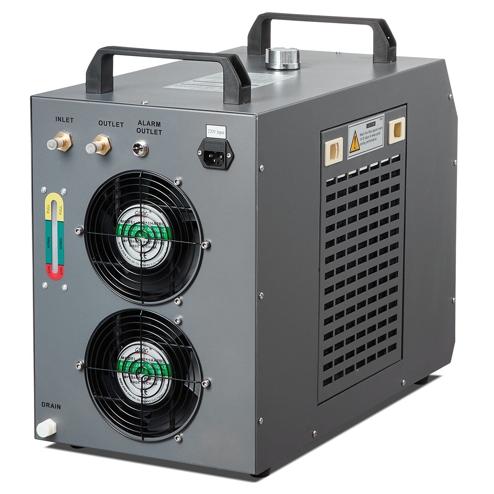 VEVOR Industrial Water Chiller, CW-5200, Industrial Water Cooler Cooling System with Built-in Compressor 7L Water Tank Capacity 13 L/min Max Flow Rate, for CO2 Laser Engraving Machine Cooling Machine
