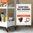 VEVOR Caster Wheels, 4 inch, Set of 4, 440 lbs Capacity, Threaded Stem Casters with Security Dual Locking A/B Brake, Heavy Duty Industrial Casters, No Noise Swivel Caster Wheels for Cart, Furniture