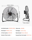 VEVOR 18 In Floor Fan 3 Speed 360° Adjustable Tilt High-Velocity Industrial Fan