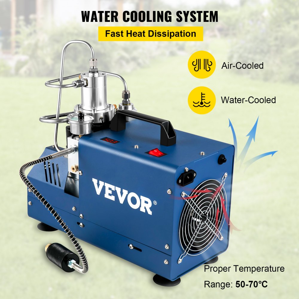 VEVOR High Pressure Compressor, 4500PSI/30MPA/300BAR High Pressure Air Compressor, 1800W 110V Automatic Stop Air Rifle Compressor Suitable for Paintball Air Rifle, PCP Rifle, Air Pistol, Diving Bottle
