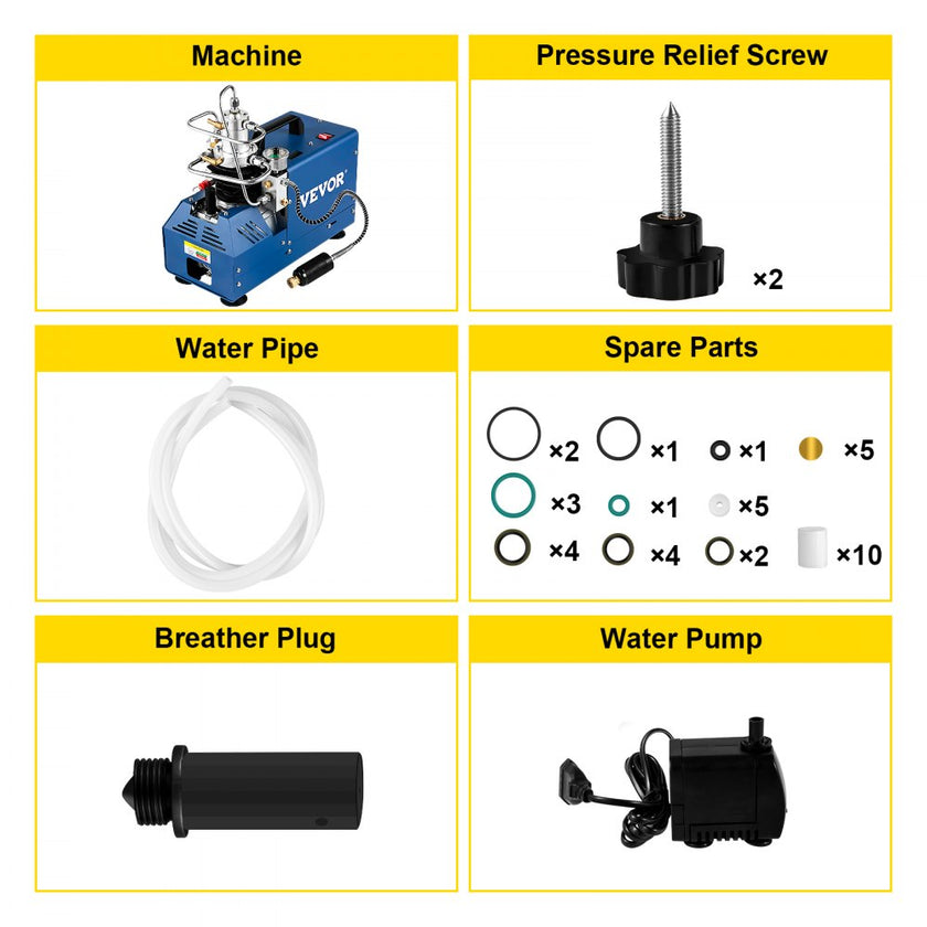 VEVOR High Pressure Compressor, 4500PSI/30MPA/300BAR High Pressure Air Compressor, 1800W 110V Automatic Stop Air Rifle Compressor Suitable for Paintball Air Rifle, PCP Rifle, Air Pistol, Diving Bottle