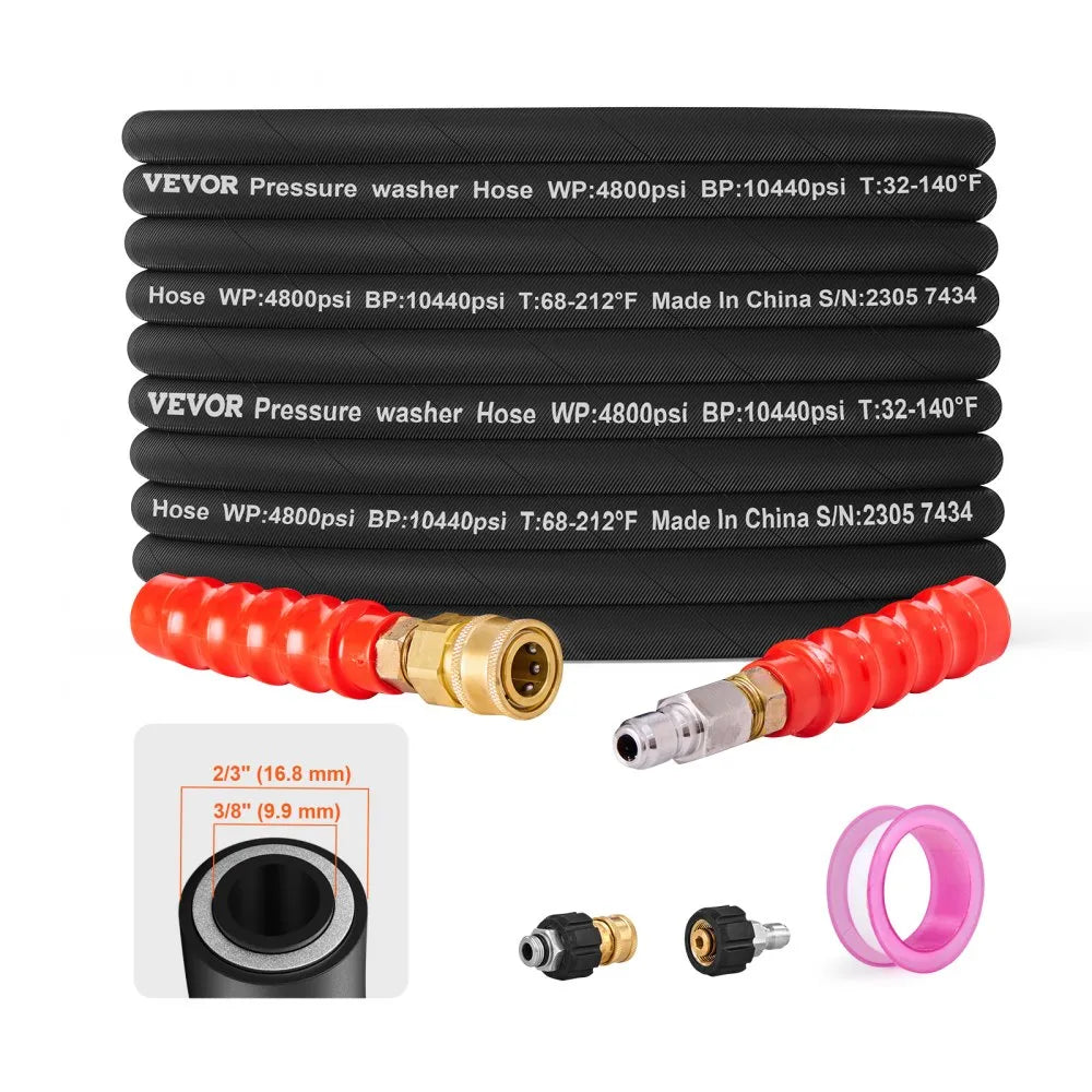 VEVOR Pressure Washer Hose, 100FT, Kink Free 3/8