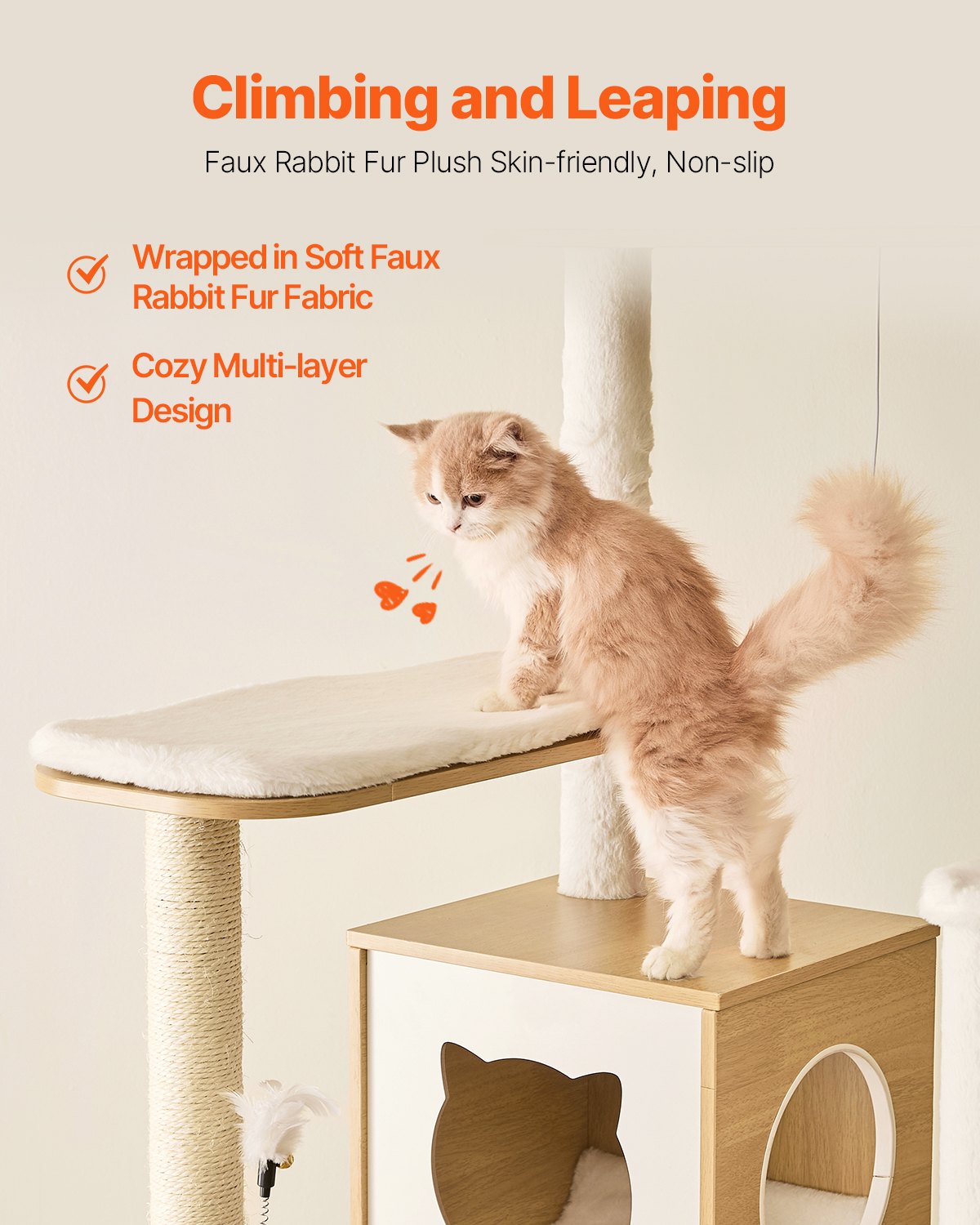VEVOR Large Cat Tree Tall Cat Tower Multi-level Condo Play House for Indoor Cat
