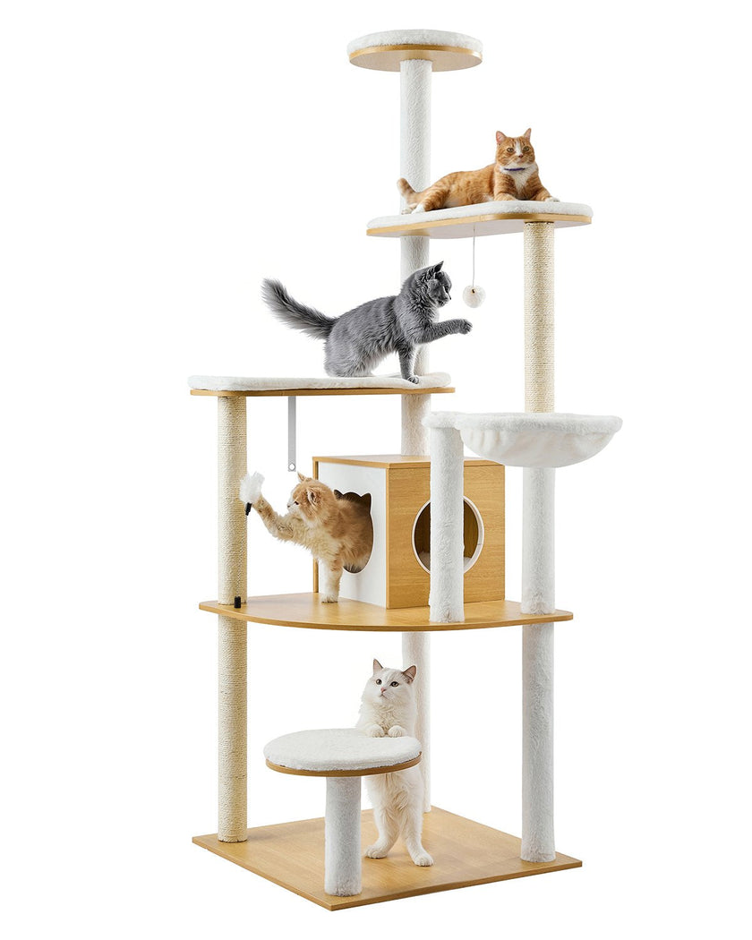 VEVOR Large Cat Tree Tall Cat Tower Multi-level Condo Play House for Indoor Cat