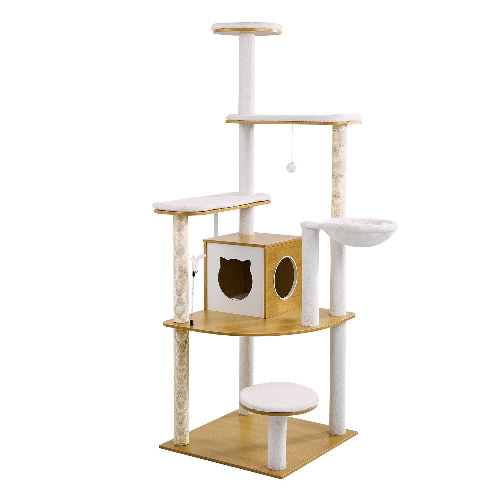 VEVOR Large Cat Tree Tall Cat Tower Multi-level Condo Play House for Indoor Cat