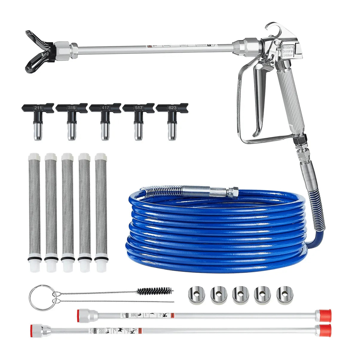 VEVOR Airless Paint Spray Gun and Hose Kit 3600PSI with Extension Rods Filters