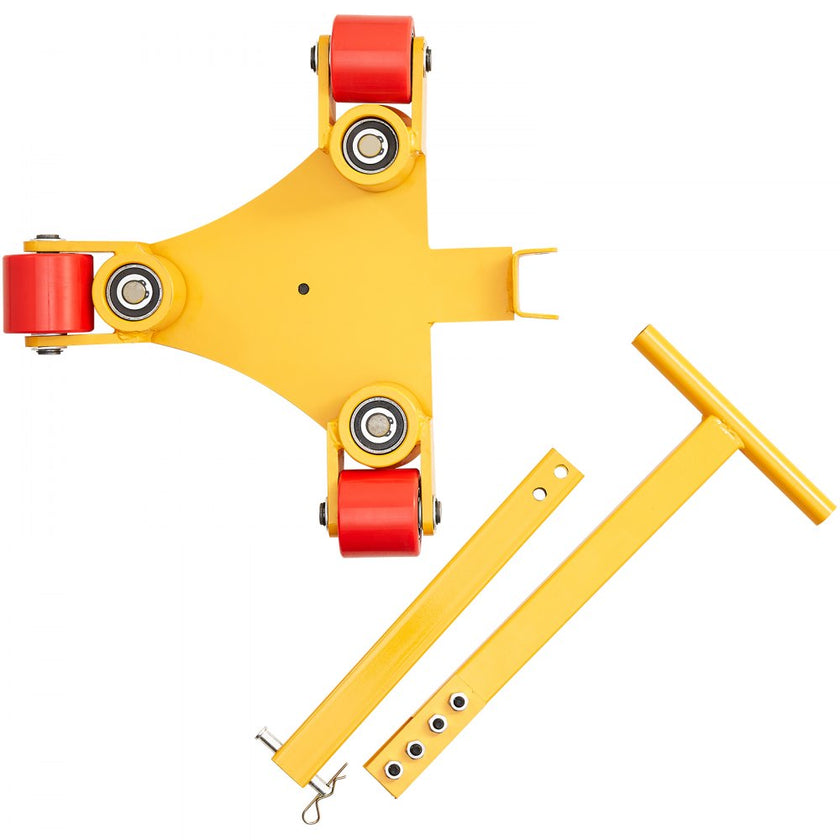 VEVOR Machinery Skate Dolly, 6614 LBS/3T Industrial Machinery Mover with Handle, Carbon Steel Machinery Moving Skate with 3 360° Swivel PU Wheels, 360° Rotation Non-Slip Cap for Warehouse, Workshop