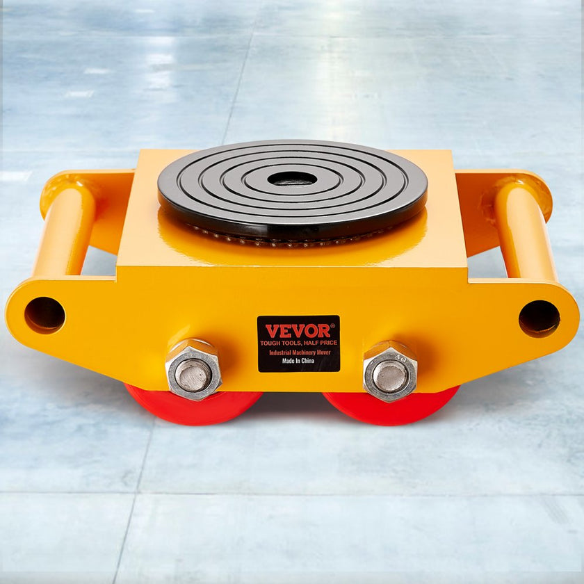 VEVOR Machinery Skate Dolly, 13,200 LBS/6T Industrial Machinery Mover, Heavy Duty Carbon Steel Machinery Moving Skate with 4 PU Wheels and 360° Rotation Non-Slip Cap for Warehouse, Workshop, Factory