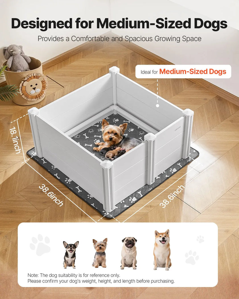 VEVOR Dog Whelping Box 38.6x38.6x18.1 inch Door Height Adjustable for Medium Dog