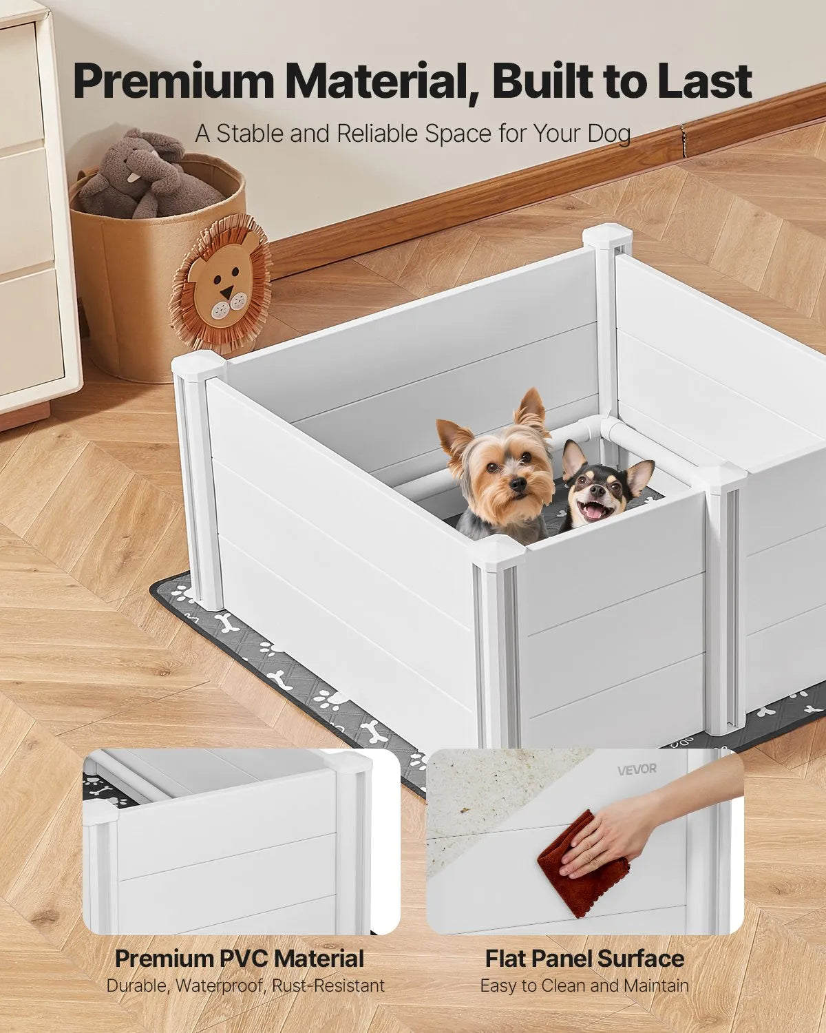 VEVOR Dog Whelping Box 38.6x38.6x18.1 inch Door Height Adjustable for Medium Dog