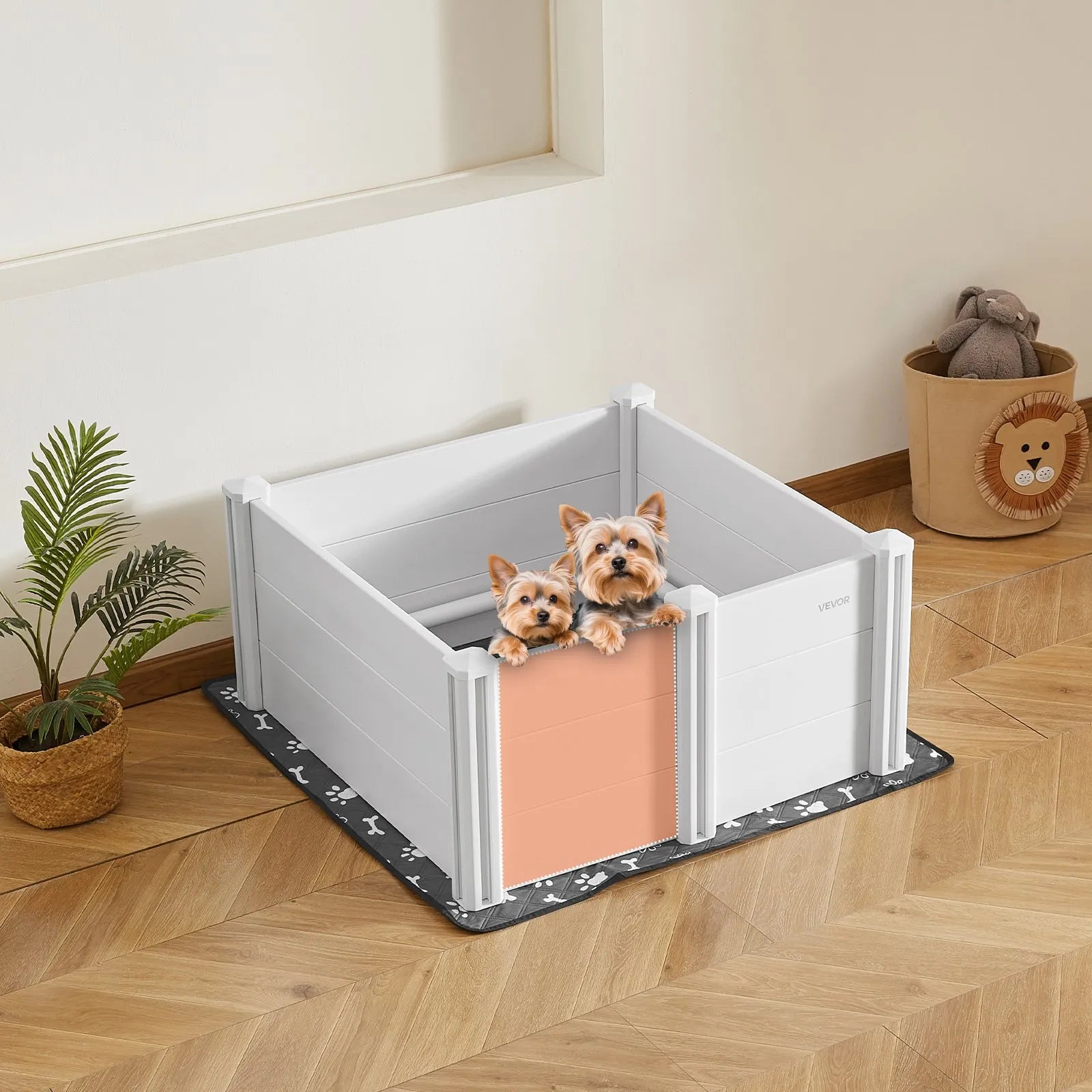 VEVOR Dog Whelping Box 38.6x38.6x18.1 inch Door Height Adjustable for Medium Dog