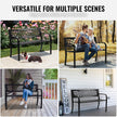 VEVOR Outdoor Bench, 46 inches Metal Garden Bench for Outdoors, 480 lbs Load Capacity Bench, Outdoor Garden Park Bench with Backrest and Armrests, Patio Bench for Garden, Park, Yard, Front Porch