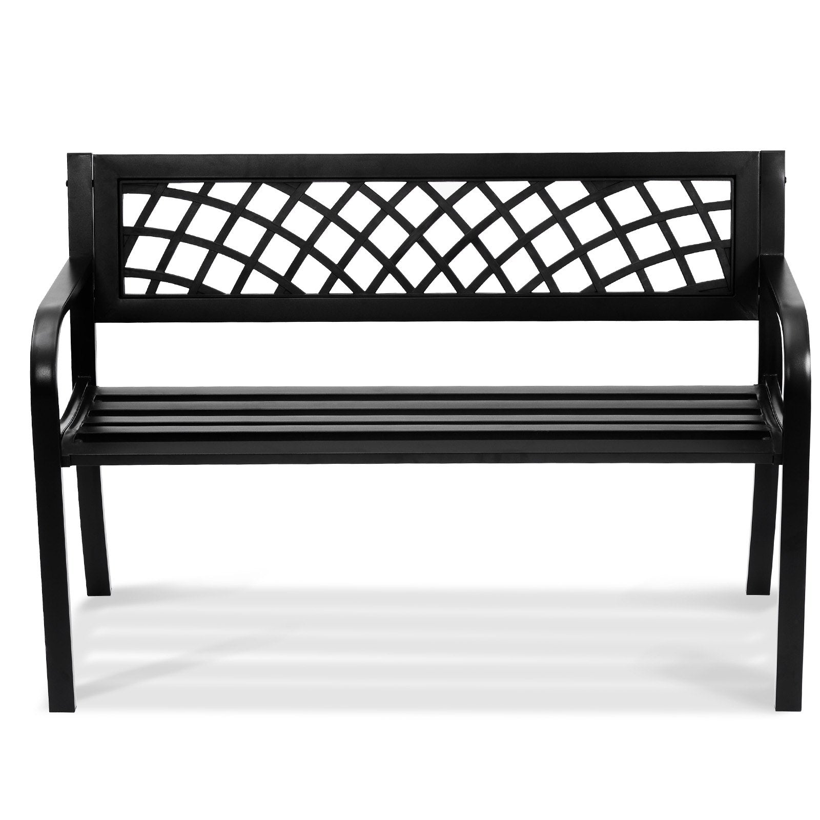 VEVOR Outdoor Bench, 46 inches Metal Garden Bench for Outdoors, 480 lbs Load Capacity Bench, Outdoor Garden Park Bench with Backrest and Armrests, Patio Bench for Garden, Park, Yard, Front Porch
