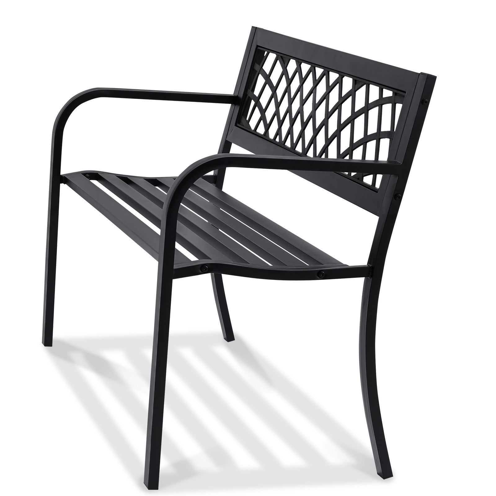 VEVOR Outdoor Bench, 46 inches Metal Garden Bench for Outdoors, 480 lbs Load Capacity Bench, Outdoor Garden Park Bench with Backrest and Armrests, Patio Bench for Garden, Park, Yard, Front Porch