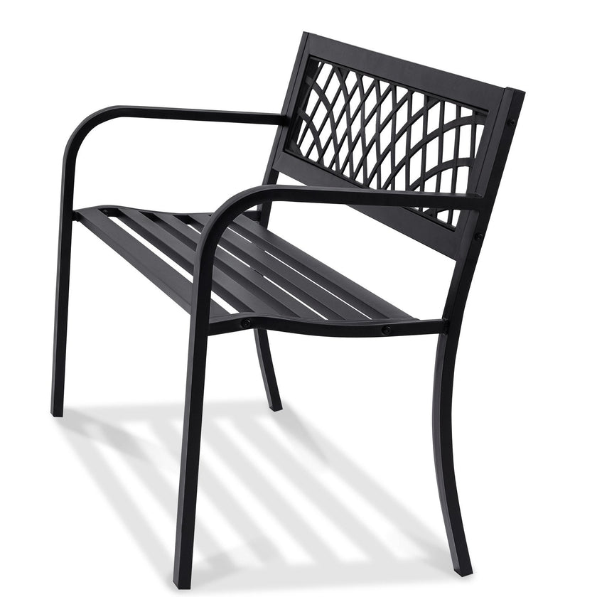 VEVOR Outdoor Bench, 46 inches Metal Garden Bench for Outdoors, 480 lbs Load Capacity Bench, Outdoor Garden Park Bench with Backrest and Armrests, Patio Bench for Garden, Park, Yard, Front Porch