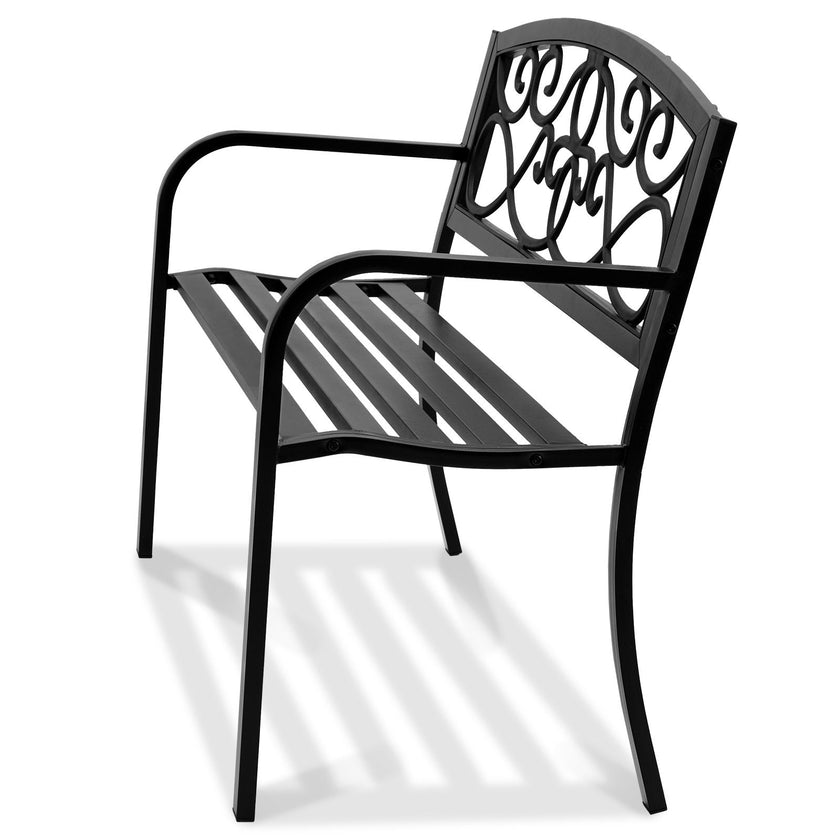 VEVOR Outdoor Bench, 50 inches Metal Garden Bench for Outdoors, 550 lbs Load Capacity Bench, Outdoor Garden Park Bench with Backrest and Armrests, Patio Bench for Garden, Park, Yard, Front Porch