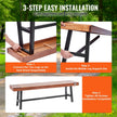 VEVOR Outdoor Bench, 63 inches Wood Garden Bench with Metal Leg for Outdoors, 500 lbs Load Capacity Bench, Outdoor Garden Park Bench, Dining Bench Patio Bench for Garden, Park, Yard, Front Porch