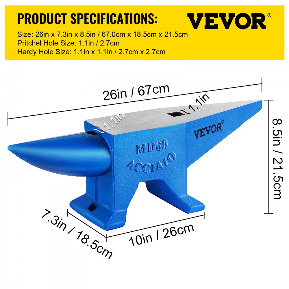 132 Lb Blacksmith Anvil Steel Anvil 60 Kg Heat Treated Round Horn Metal Work
