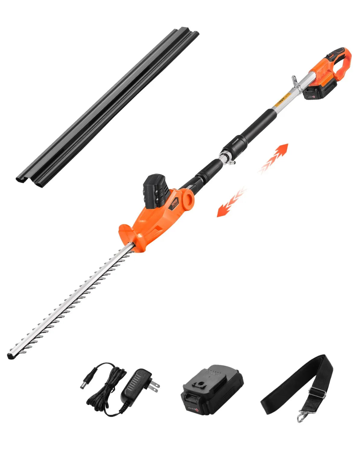 VEVOR Extendable Cordless Electric Hedge Trimmer 20V 1200RMP with 20in Blade