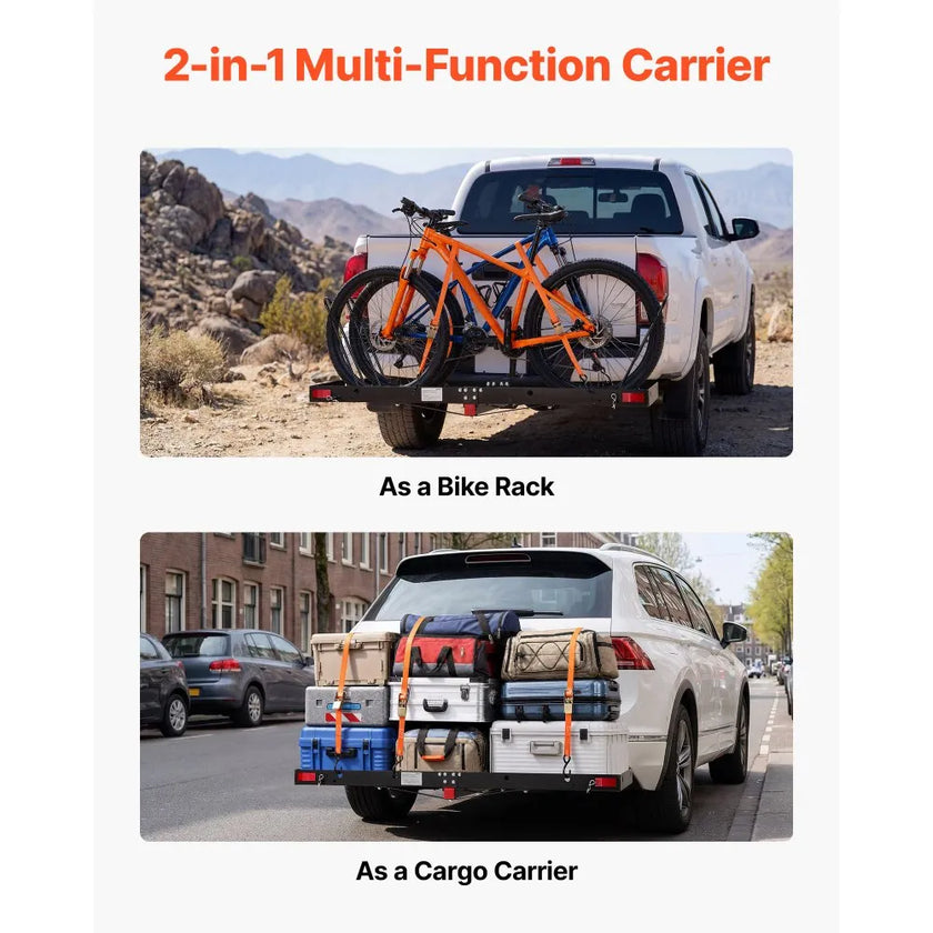 VEVOR 2-in-1 Hitch Cargo Carrier with Bike Rack – 62