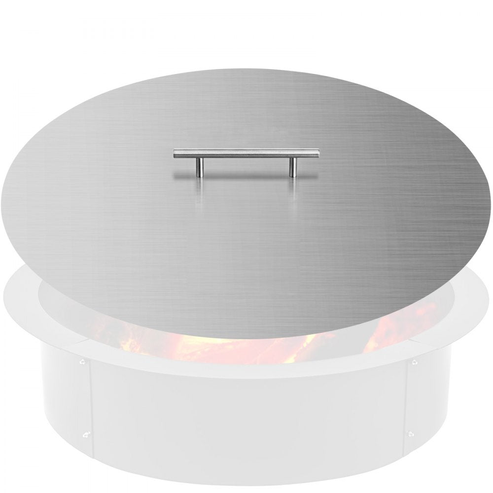 VEVOR Fire Pit Lid 20 Inch Round Fire Ring Lid Cover 1.5mm Thick 430 Stainless Steel Burner Pan Cover for Patio Fire Pit Pan