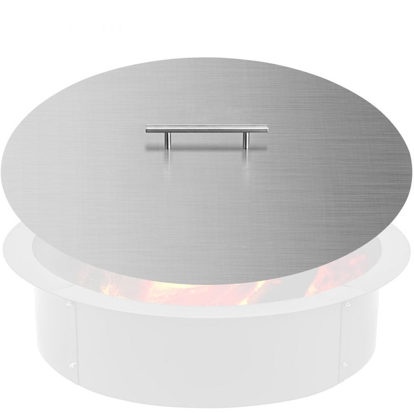 VEVOR Fire Pit Lid 20 Inch Round Fire Ring Lid Cover 1.5mm Thick 430 Stainless Steel Burner Pan Cover for Patio Fire Pit Pan