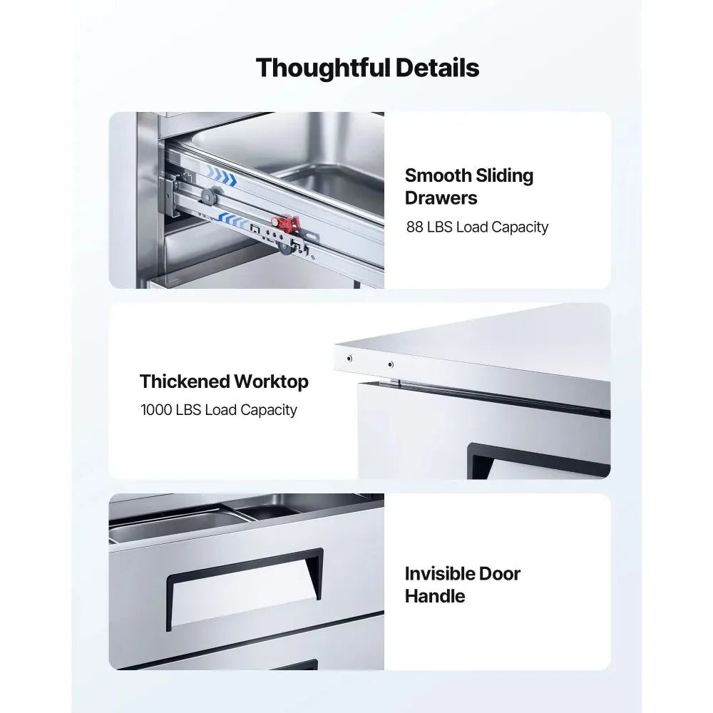 VEVOR Chef Base Refrigerator, 72