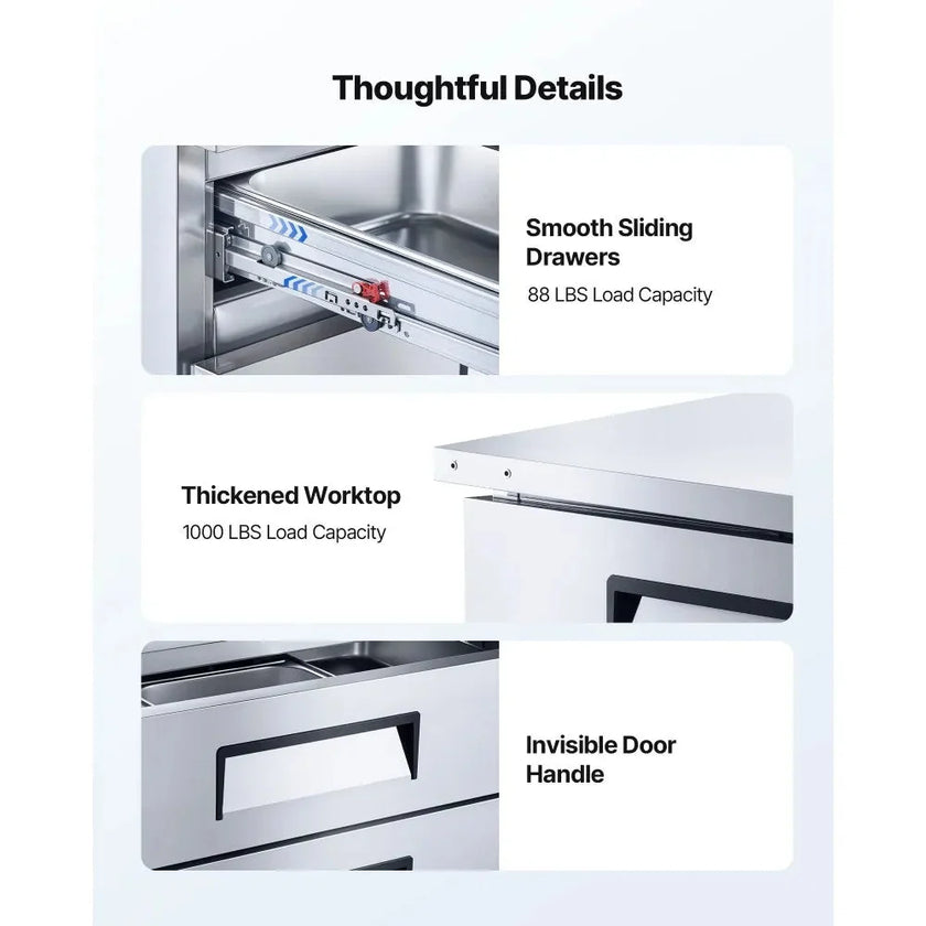 VEVOR Chef Base Refrigerator, 72