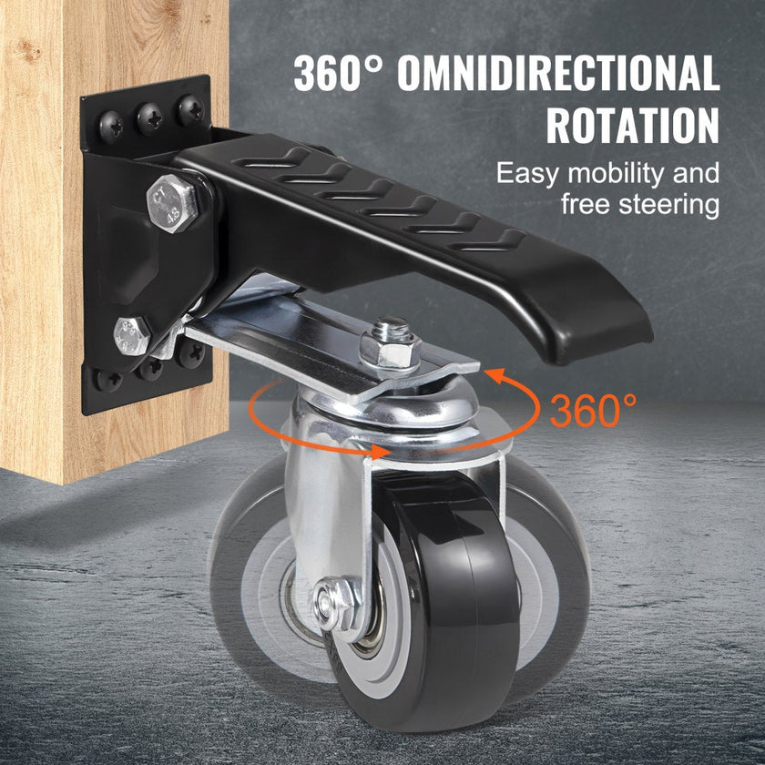 VEVOR Workbench Caster Wheels, 165 lbs Load Capacity, Set of 4, 2.5