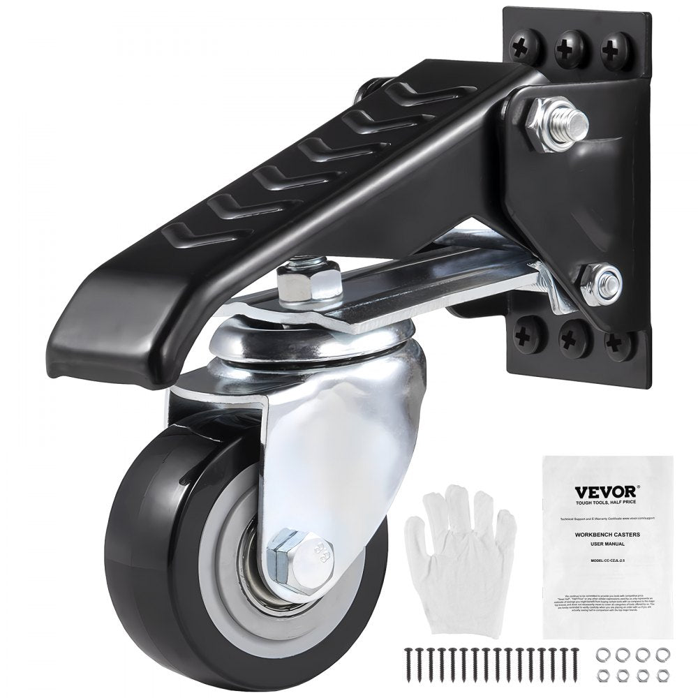 VEVOR Workbench Caster Wheels, 165 lbs Load Capacity, Set of 4, 2.5