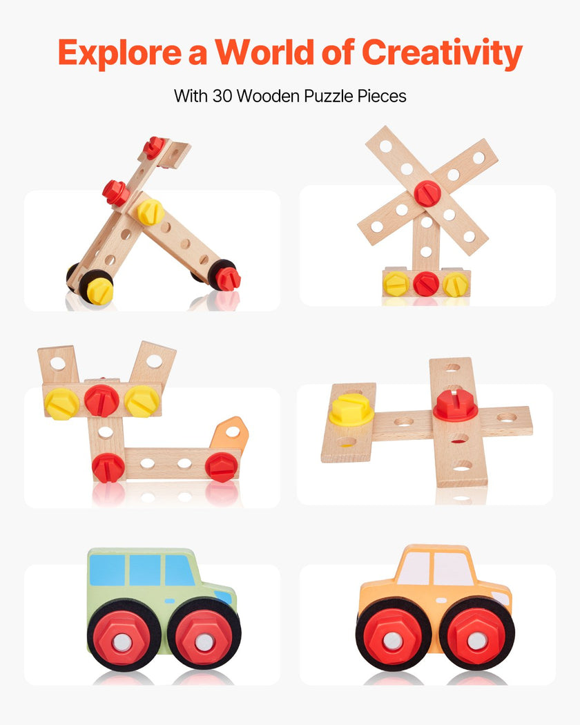 VEVOR Wooden Tool Bench for Kids 3 Years+ Toy Workbench Pretend Play Toy Kits
