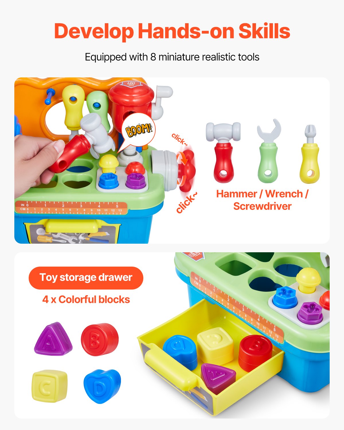 VEVOR Musical Workbench for Toddler 2 Years+ Toy Musical Learning Workbench