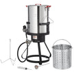 VEVOR Turkey Deep Fryer, 30-qt Turkey Fryer Boiler Steamer Cooker Set, Outdoor Aluminum Seafood Frying Pot, 54,000 BTU Burner Propane Gas Boiler, Includes Basket, Perforated Poultry Rack, Thermometer