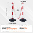 VEVOR Adjustable Traffic Delineator Post Cones, 4 Pack, Traffic Safety Delineator Barrier with Fillable Base 8FT Chain, for Traffic Control Warning Parking Lot Construction Caution Roads, Red & White