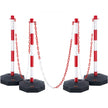 VEVOR Adjustable Traffic Delineator Post Cones, 4 Pack, Traffic Safety Delineator Barrier with Fillable Base 8FT Chain, for Traffic Control Warning Parking Lot Construction Caution Roads, Red & White