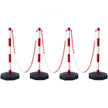 VEVOR Adjustable Traffic Delineator Post Cones, 4 Pack, Traffic Safety Delineator Barrier with Fillable Base 8FT Chain, for Traffic Control Warning Parking Lot Construction Caution Roads, Red & White