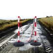 VEVOR Adjustable Traffic Delineator Post Cones, 2 Pack, Traffic Safety Delineator Barrier with Fillable Base 8FT Chain, for Traffic Control Warning Parking Lot Construction Caution Roads, Red & White