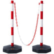 VEVOR Adjustable Traffic Delineator Post Cones, 2 Pack, Traffic Safety Delineator Barrier with Fillable Base 8FT Chain, for Traffic Control Warning Parking Lot Construction Caution Roads, Red & White
