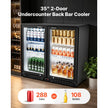 Back Bar Cooler – 7.4 Cu. Ft Commercial Beverage Refrigerator with Dual Glass Doors