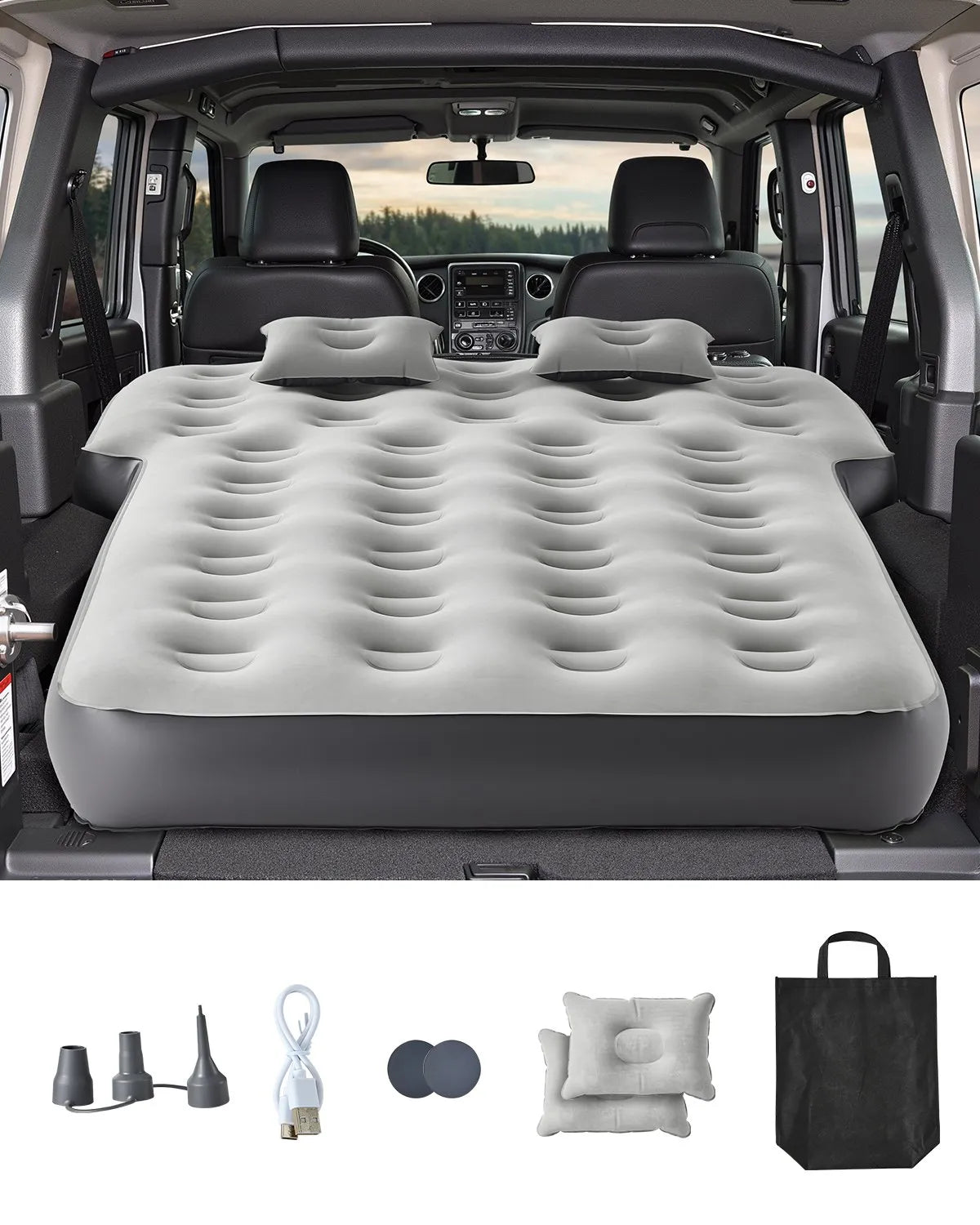 VEVOR Car Air Mattress Inflatable Car Camping Travel Sleeping Bed Built in Pump