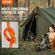VEVOR Double Braided Polyester Rope, 1/2 in x 120 ft, 48 Strands, 8000 LBS Breaking Strength Outdoor Climbing Rope, Arborist Rigging Rope for Rock Hiking Camping Swing Rappelling Rescue, Orange/Black