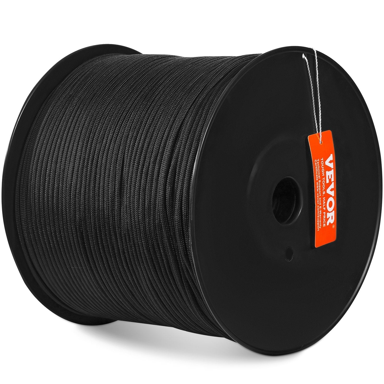 VEVOR Braided Nylon Rope, 3/16 in x 1000 ft, 32 Strands, 720 LBS Breaking Strength Outdoor Climbing Rope, Arborist Tree Climbing Rigging Rope for Rock Hiking Camping Swing Rappelling Rescue, Black