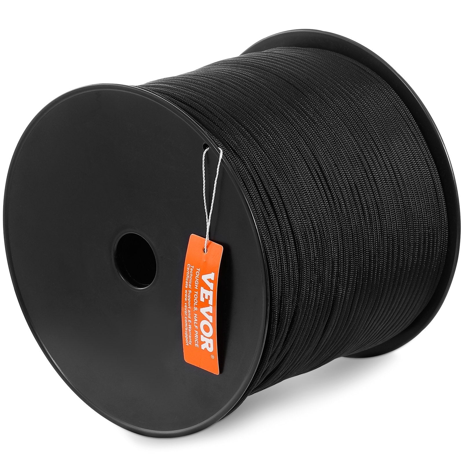 VEVOR Braided Nylon Rope, 3/16 in x 1000 ft, 32 Strands, 720 LBS Breaking Strength Outdoor Climbing Rope, Arborist Tree Climbing Rigging Rope for Rock Hiking Camping Swing Rappelling Rescue, Black
