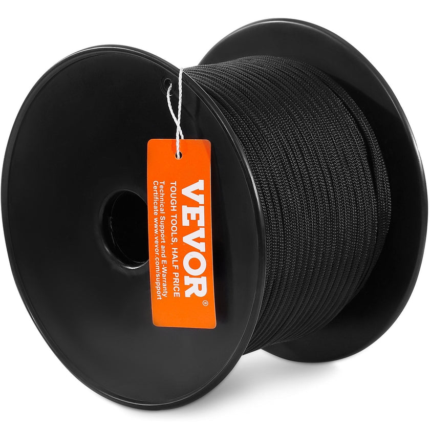 VEVOR Braided Nylon Rope, 3/16 in x 250 ft, 32 Strands, 720 LBS Breaking Strength Outdoor Climbing Rope, Arborist Tree Climbing Rigging Rope for Rock Hiking Camping Swing Rappelling Rescue, Black