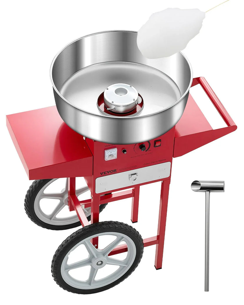 VEVOR Commercial Cotton Candy Machine with Cart Sugar Floss Maker 1000W Red