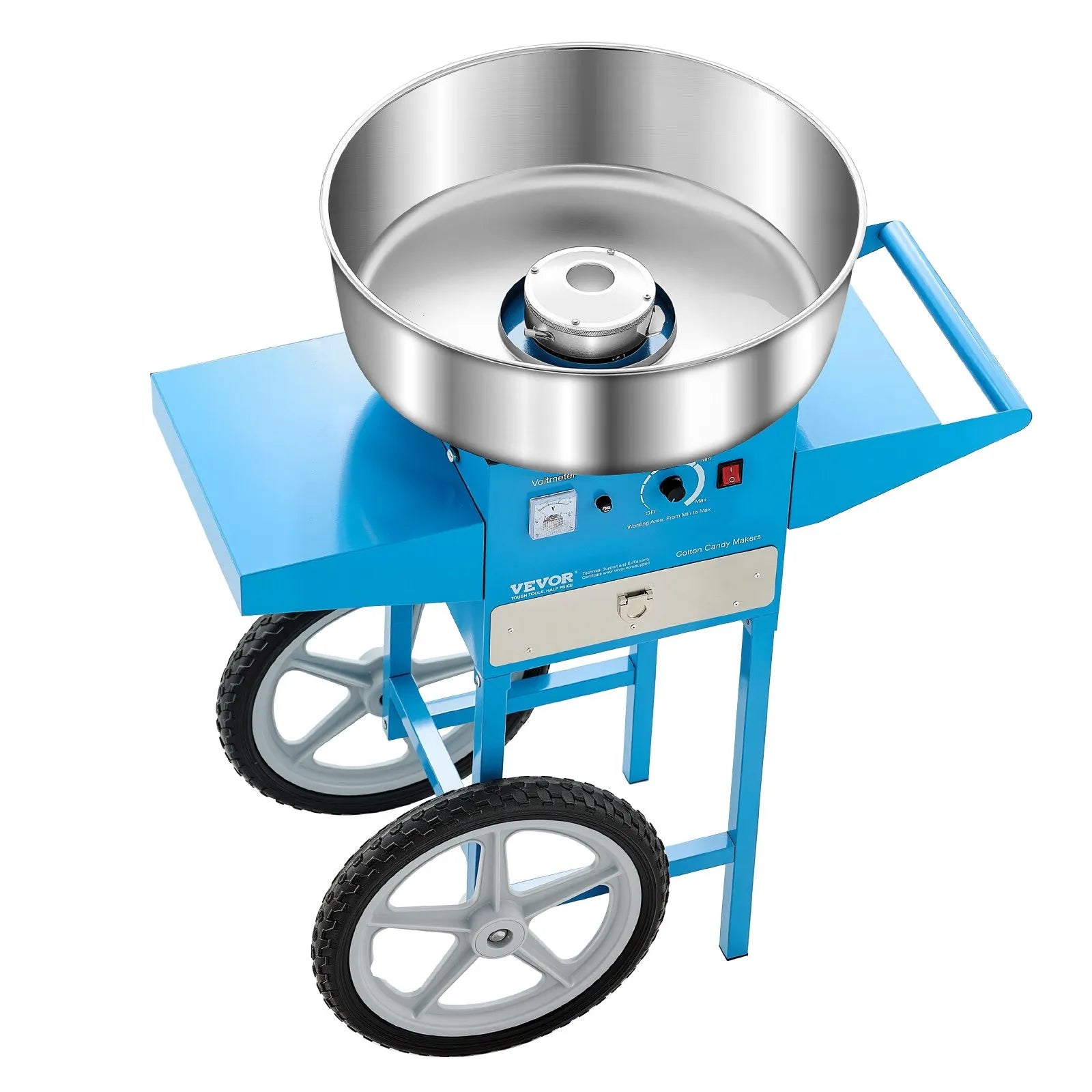 VEVOR Commercial Cotton Candy Machine with Cart Sugar Floss Maker 1000W Blue